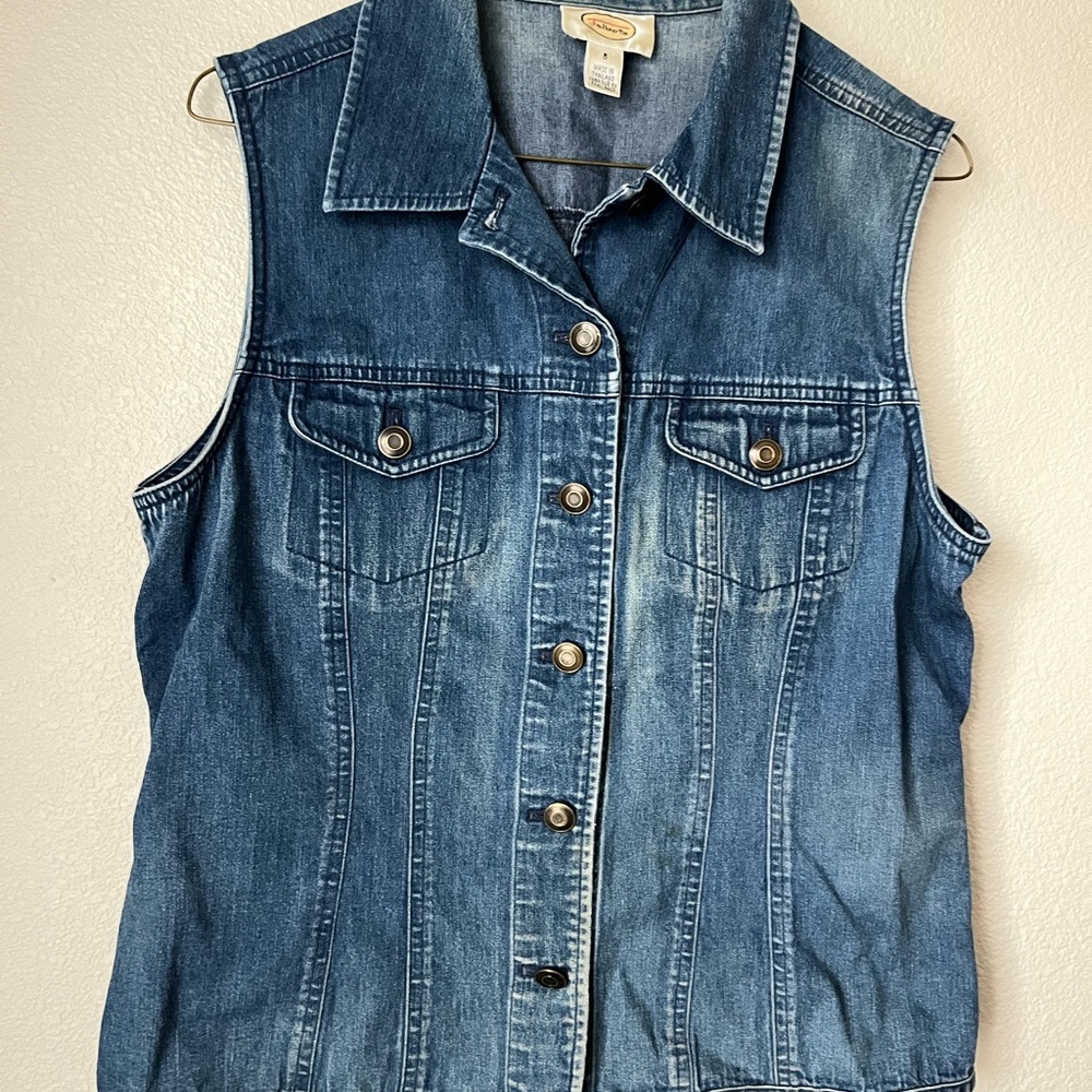 Corset Style Denim Sleeveless Vest with Button Front